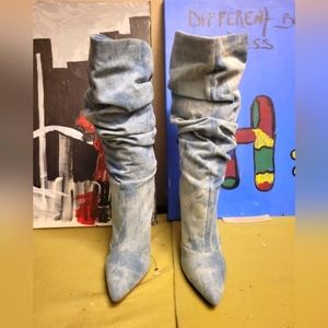 Denim  Heeled Boots